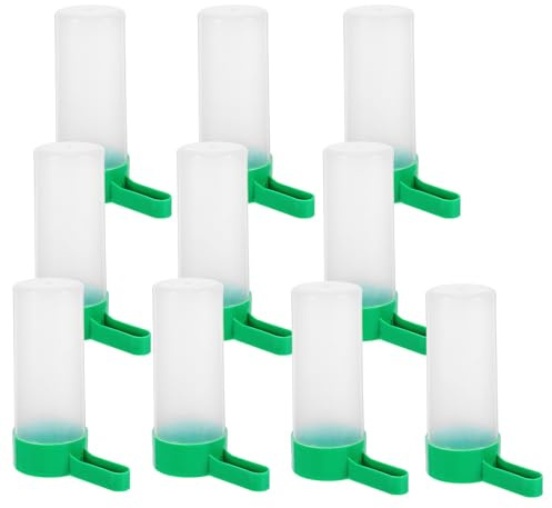 Alasum Comederos Automáticos para Loros y Pájaros Pequeños y Medianos, 10 Piezas, Diseño Hueco de Plástico Verde, Fácil de Instalar para Alimentación Portátil