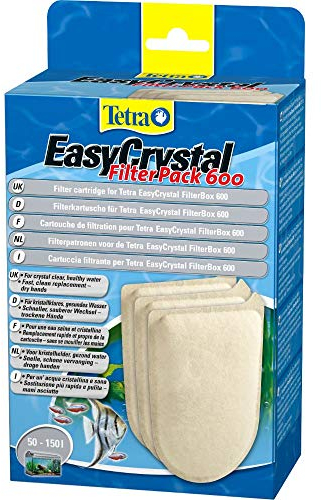 Tetra EasyCrystal Filter Pack 600 Filterpads, Filtermaterial für EasyCrystal Innenfilter, integrierter Timestrip zeigt Wechsel an, geeignet für Aquarien von 50-150 Liter, 3 Stück
