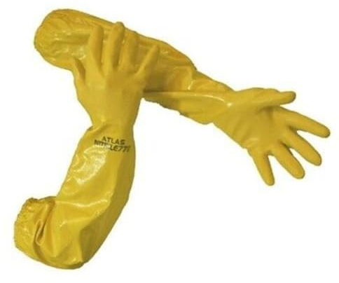 Atlas 772 Nitrile Coated Gloves 26 inch Long Cotton Lined, Chemical Resistant, Water, Pond, Work, Medium