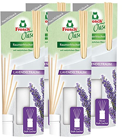 Frosch Oase Raumerfrischer Lavendeltraum, Raumduft im Nachfüllpack, 4er Pack (4 x 90ml)