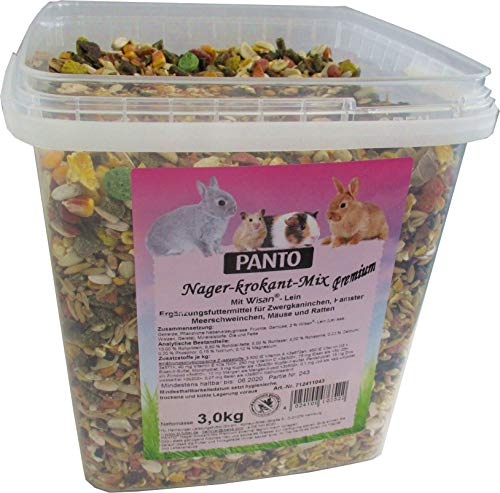 PANTO® Nager-Krokant-Mix Premium Nager Zwergkaninchen Futter Futtermischung 3kg