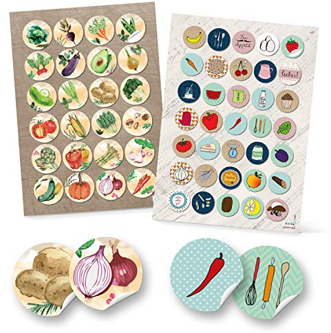 Logbuch-Verlag 59 Sticker Früchte Gemüse Kinder Aufkleber zum Basteln 4 und 3 cm Küche Ernährung Lebensmittel eigenes Kochbuch
