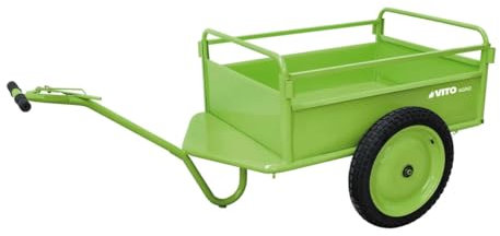 VITO - Brouette Agricole Acier Charge Max 130Kg Chariot de Jardin avec Frein Petite Remorque A Main 2 Roues 100x96x78.5 cm