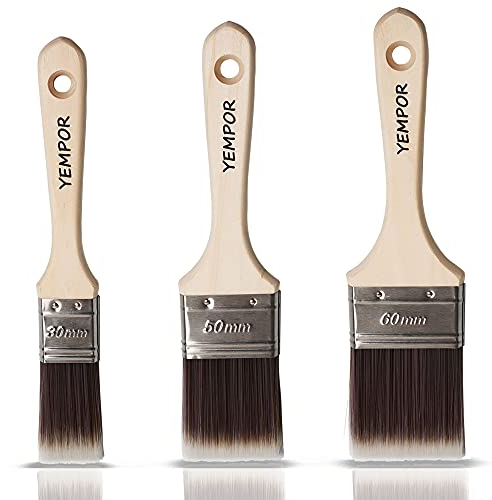 YEMPOR Lack Pinsel Flachpinsel Malerpinsel Set Super-Soft Kunststoffborsten, perfekt Lackierpinsel 30 50 60mm 3 STK