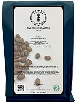 Twocoffee Café en Grano de Especialidad 1kg | Origen Brasil | 100% Arábica | Specialty Coffee 84 puntos SCA | Tueste Natural y Artesano | Cerrado Mineiro