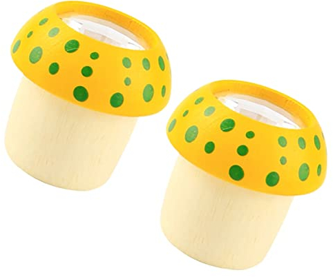 Toyvian 2pcs Kaleidoscope Mushroom Toy for Boys and Girls Wooden Educational Prop Smooth Polished Interactive Science Experiment Four-Colour Pattern Random Color