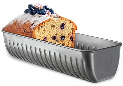KADAX Königskuchenform, 31x7,5x12cm Backform, Blech Zwiebackform, Kastenform mit Antihaft-Schicht, Mohnkuchen, Brot, Pastete, pflegeleicht (Halbrund)