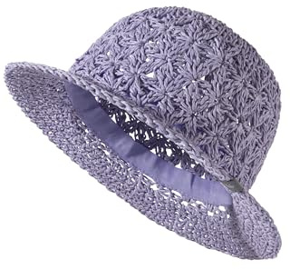 Sterntaler Strohhut Häkeloptik - Mädchenhut mit gehäkeltem Blumenmuster - Sonnenhut Baby schützt den Kopf vor der Sonne - Babyhut schützt den Kopf an heißen Tagen vor der Sonne - blasslila, 47