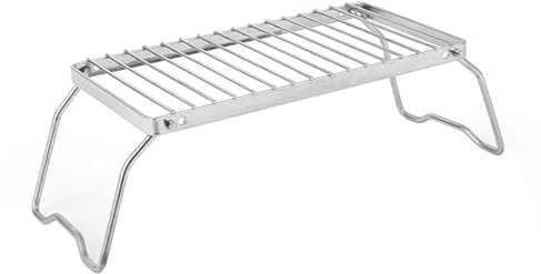 ZONADAH Camping Grill Rack Extended Stainless Steel Foldable Grill Stove Stand Ultralight Campfire Stand Portable Grill Grid for Camping Hiking BBQ Fishing