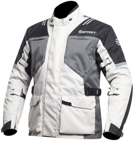 Befast | BOLT Giacca Moto Uomo Donna, Giacca Moto Touring Certificata 4 Stagioni, Protezioni e Membrane Rimovibili per Viaggi Lunghi e Uso Quotidiano, Colore Nero Grigio, Size M