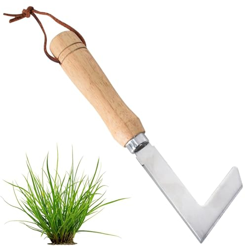Grattoir à joints, grattoir à mauvaises herbes avec poignée en bois, nettoyeur de joints, grattoir à mauvaises herbes en acier inoxydable, couteau pour enlever la mousse et les mauvaises herbes, outil