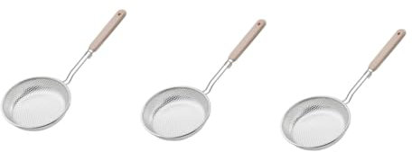 TOPBATHY 3 Stk Sieb Aus Edelstahl -abschäumer Nudellöffel Mini-fritteuse Geschlitzter Servierlöffel Wok-skimmer Teesieb Drahtlöffel Langen Griff Filtersieb Holz