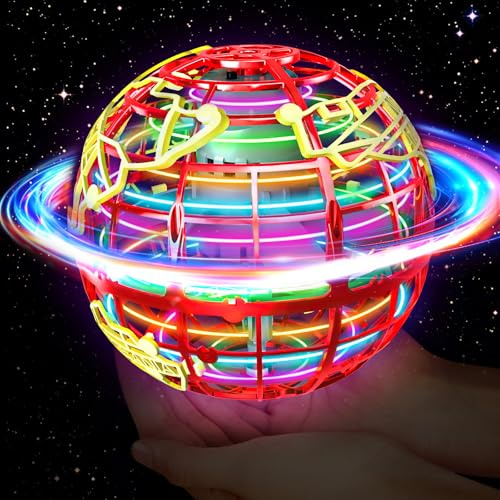 QEYIHO Bola voladora, bola mágica con luz RGB, mágica boomerang flotante, juguete para regalos para niños a partir de 6, 8, 10, 12, niños, niñas, rojo