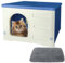Seamido Plastic Cat House Outdoor Weatherproof Sturdy Feral Cat House Shelter(Blue)