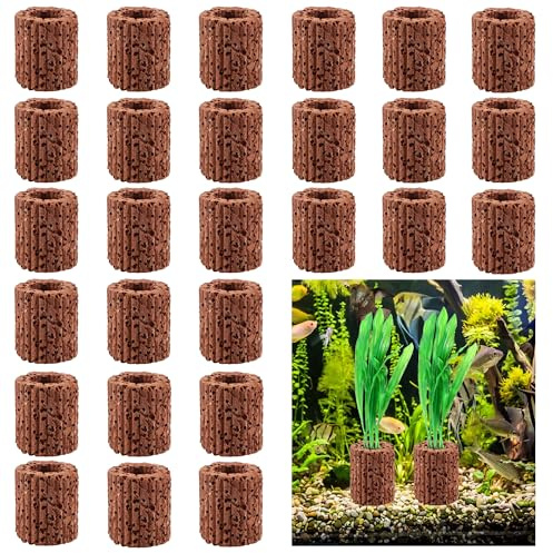 25 anillos fijos para plantas acuáticas, anillos de filtro de acuario, anillos de cerámica, decoración de acuario, adecuado para el diseño del acuario