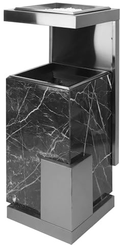 Posacenere 2 In 1 Da Terra Professionale Elegante Interno Esterno Con Secchio Cestino Gettacarte Spazzatura Realizzati In Acciaio Marmo Acciaio- Modello fume