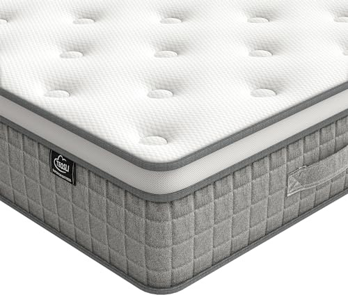 TeQsli 10 Inch Single Mattress, 3FT Gel Memory Foam & Pocket Sprung Hybrid Single Mattress 7-Zone Orthopaedic Back Pain Relief – Medium Firm – OEKO-TEX 100 – 90x190x25cm
