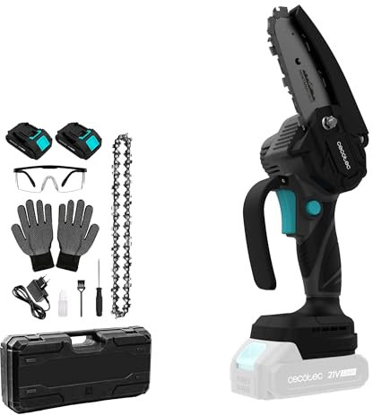 Cecotec Sierra de Podar 4 a Batería 21V MontanaForce 4000 Hand. 400W, Velocidad 25000rpm, Engrasador a Botón, Incluye 2 Baterías Nexus, Maletín, Cadena de Repuesto y Accesorios