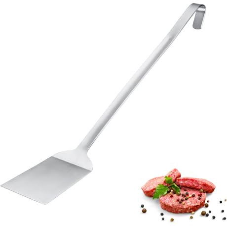 Westmark Turner Pro – Spatola in acciaio inossidabile con gancio per appenderla – Perfetta per padelle, barbecue e cucine professionali – Pratica pala per padella – Argento, 45 cm