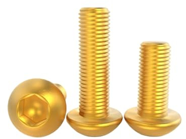 10 viti in ottone con testa semicircolare e esagono incassato (oro, M5 x 25 mm)