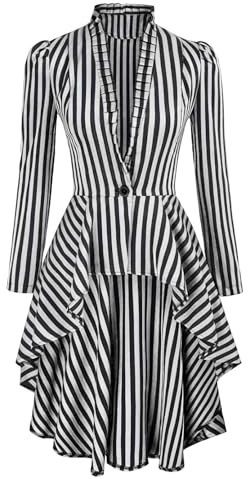 Veste Longue rayée Steampunk pour Femme, Automne, Hiver, Vintage, fête, Frack, Smoking, Carnaval, Renaissance, Victorien, Manteaux Longs victoriens Carnaval
