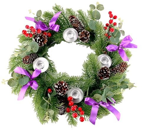 Christmas Candle Rings,Centerpiece Decoration Candle Holder Advent Wreath | Exquisite Practical Artificial Rings Wreaths Festive Advent Wreath Christmas Centerpiece
