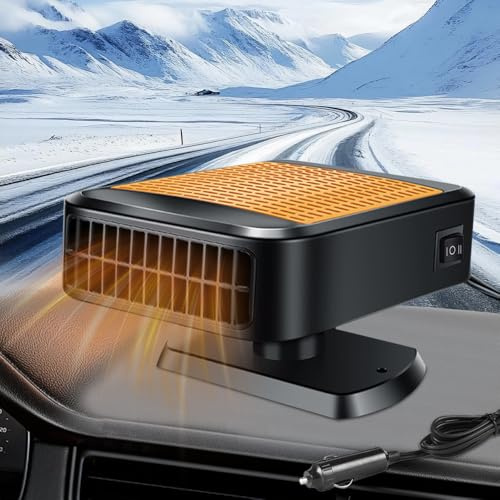 Afenau Heizlüfter Auto 12V, 2 in 1 Auto Heizung mit 360 Grad Drehung, 200W Autoheizung 12v Zigarettenanzünder, Tragbare Car Heater, Heizung für 12V Auto, LKWs, SUV, Van (Schwarz)