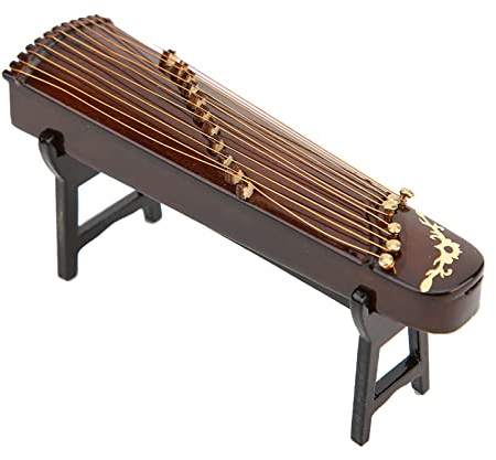 Phefop Miniature Chinese Zither Model, Handcrafted Wooden Guzheng Replica, Exquisite Craftsmanship, Unique Home Decor and Gifts for Music Lovers, 10cm (10cm)