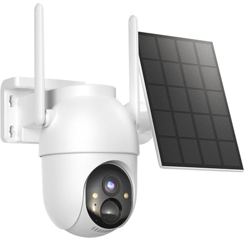 BOOPEX 2K Überwachungskamera Aussen Akku, 360° PTZ Kabellos WLAN Outdoor Kamera mit Solarpanel, KI-Erkennung & Alarm, Farbe Nachtsicht, 2 Wege Audio, IP66 Wasserdicht, Alexa Kompatibel (Einzelkamera)