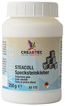 Artidee CREARTEC Specksteinkleber - Ideal zur Reparatur von zerbrochenen Speckstein-Ornamenten - 250 g - Transparent trocknend - Made in Germany