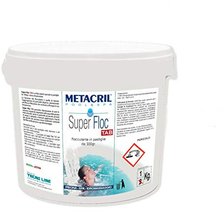 metacril Super FLOC Tab 5 KG Flocculante e Chiarificante per Acqua di Piscina in pastiglie da 100gr a lenta dissoluzione - SPEDIZIONE IMMEDIATA