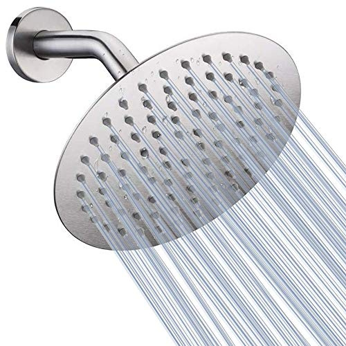 NearMoon Soffione doccia a pioggia, design ultra sottile, con aumento della pressione, fantastica esperienza, in acciaio inox ad alto flusso (20,3 cm, nichel spazzolato)