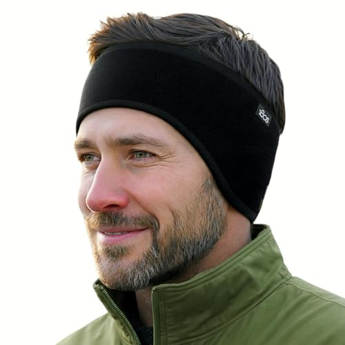 180s Winter Fleece Ear Warmers Headband for Men | Excellent for Ski Running Cycling (Black)