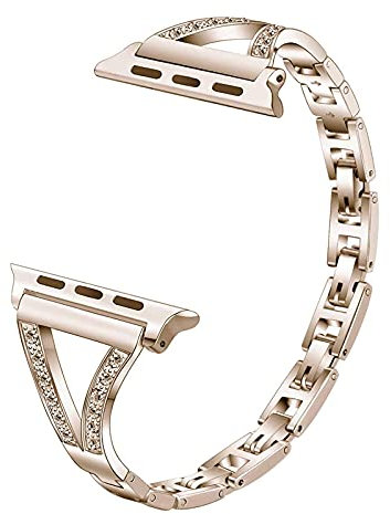 Strap Metal Compatible with Apple Watch 40mm Series 6, Bling Glitter Stainless Steel Rhinestone Smartwatch Strap Bracelet Wristband Compatible with iWatch 38MM 40MM 41MM Series SE2 SE 8/7/6/5/4/3/2/1
