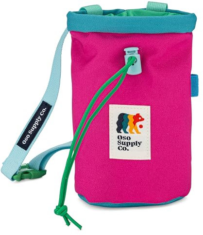 Oso Supply Co - Kreidebeutel für Klettern, Bouldern, Kreidebeutel mit Schnellverschluss, Reißverschlusstaschen und Tasche – perfekte Ausrüstung für Indoor/Outdoor Klettern (Magenta)