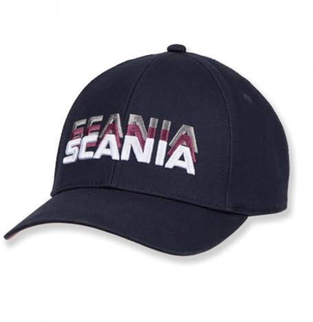 Offizielle Scania Logo Wordmark Trio Farben Silber Rot & Grau auf Marineblau Klassische Trucker Baseball Cap Mütze Unisex Herren Geschenk, navy, Einheitsgröße