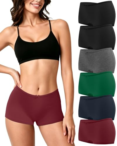 Desanlapi Trosor, dam, bomull, boxershorts, dam, trosor, bomullsslips för dam, hotpants, hipster, 6-pack, mjuka, bekväma shorts, underkläder, Klassisk flerfärgad, L