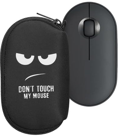 kwmobile Hülle kompatibel mit Logitech Pebble Mouse 2 M350s / M350 - Neopren Hülle für PC Mouse Schutzhülle - Computer Maus Tasche - Neopren Tasche für PC-Maus - Weiß Schwarz