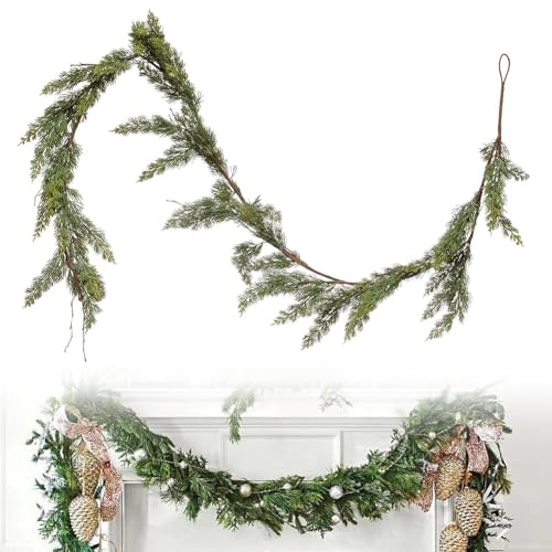 Guirnalda de abeto artificial como real, guirnalda de Navidad, verde, 300 cm, guirnalda de abeto artificial, guirnalda de decoración navideña, guirnalda verde para fiestas