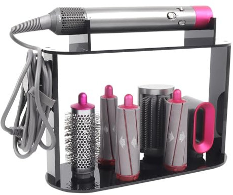 Aufbewahrungshalter, kompatibel mit Dyson Airwrap Styler-Zubehör, Acryl, 6 Löcher, Arbeitsplatten-Organizer, Ständer, Schreibtisch-Organizer, Schwarz