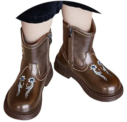 Generisch Bottines d'équitation pour enfant - Confortables - Demi-hautes - Chaussures d'hiver - Bottines d'extérieur - Pour les loisirs et la princesse - Couleur unie - Pour Dirndl, marron, 29 EU