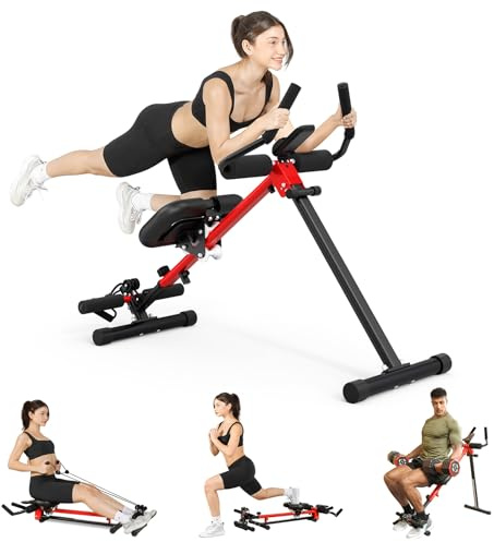 Yoleo 2 in 1 Ab & Rowing Machines for Home, Foldable Ab Workout Equipment, Ab Trainer Machine for Stomach Workout, Ab Crunch Machine with Foam Support,7-Length Adjustable Ab Machine for Home Exercise