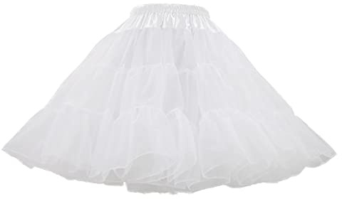 Tyllkjol dam tutu kjol, 50-tals karneval party 2026 balett minikjol underkjol rockabilly kostym retro cosplay festklänning bubbla danskjol, Vit, L