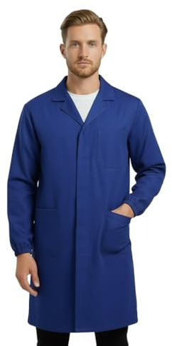Camice da Lavoro da Uomo, Blu, Cotone Pesante, per Magazziniere e Laboratorio (Blu, L)