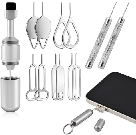 Mellisore 2 in 1 SIM Card Eject Tool with Cleaning Brush & Keyring, Eject Pin and Reset Needle for Smartphone, Tablet, Router, Portable Multi-Tool Keychain