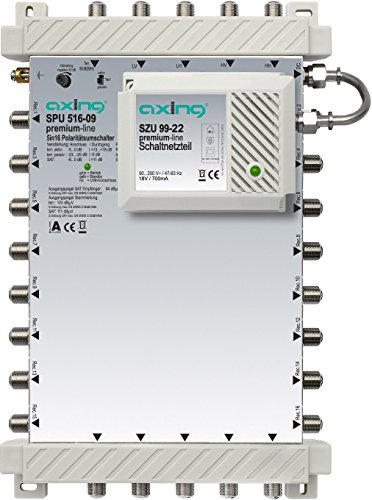 Axing SPU 516-09 SAT-Multischalter 16 Teilnehmer Premium-Line erweiterbar aktiv Quad-tauglich energiesparend (5 x 16)