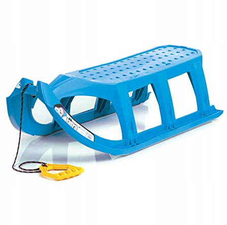 Hoher Schlitten mit Stahlgleitern und blauem Tatra-Modellseil