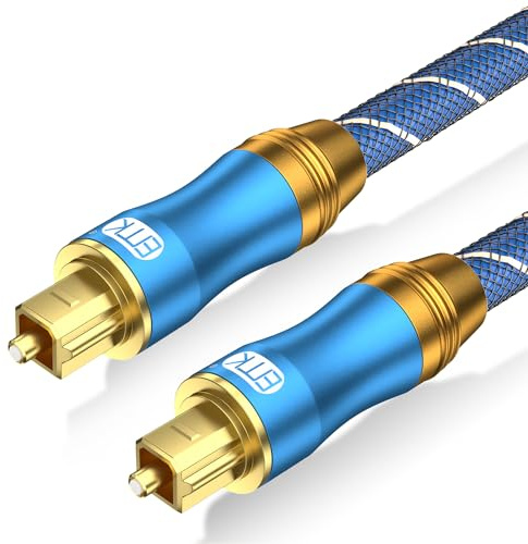 EMK Digital Optical Audio Cable Fiber Optical Toslink Cable SPDIF Audio Cable Male to Male Cord for Home Theater, Sound Bar, TV, PS4, Xbox, PlayStation & More (6Feet/1.8M)