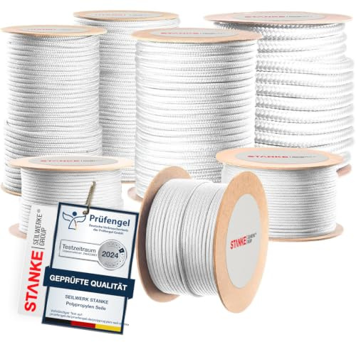 Seilwerk STANKE Polypropenrep 14mm 10m Vit - Tvättlina för Balkong, Camping, Trädgård - Zeltschnur, Flytrep för Angeln, Vattensportarter, Slitstarkt i Vit, Väderbeständigt Outdoor-rep