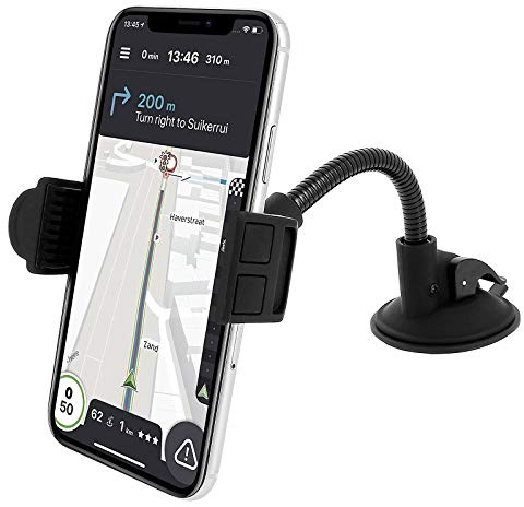 AKASHI® TECHNOLOGY - Support Telephone Voiture Ventouse avec Bras Articulé et Fixation Ventouse sur Pare-Brise et Tableau de Bord Compatible avec iPhone SE, 11, X, Samsung, Huawei, Xiaomi..